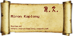 Miron Kaplony névjegykártya